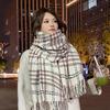 Высококачественный клетчатый шарф в корейском стиле: Теплая, Утолщенная Шаль, Похожая на Кашемир, для Студентов и Пар