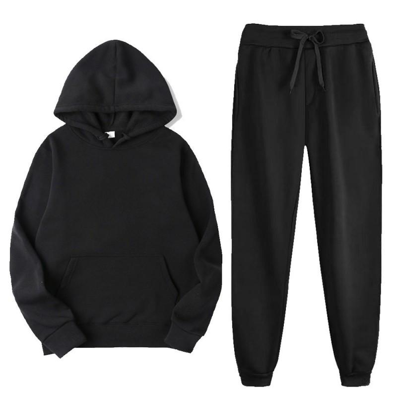Mens Hooded Sweatshirt Jogger Pants Set Loose Fit Casual Outfit