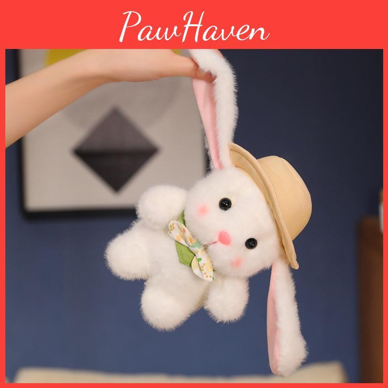 Adorable Plush Pudding Rabbit Toy With Hat Soft White Bunny Doll For Kids And Collectors