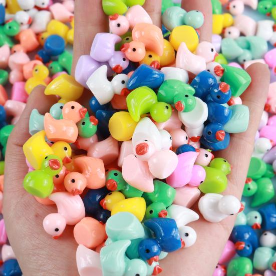 100 шт. Миниатюрная фигурка утки, светящаяся миниатюрная мультяшная желтая утка, украшение своими руками, микропейзаж, сказочный сад, животное, смоляная статуэтка, украшение