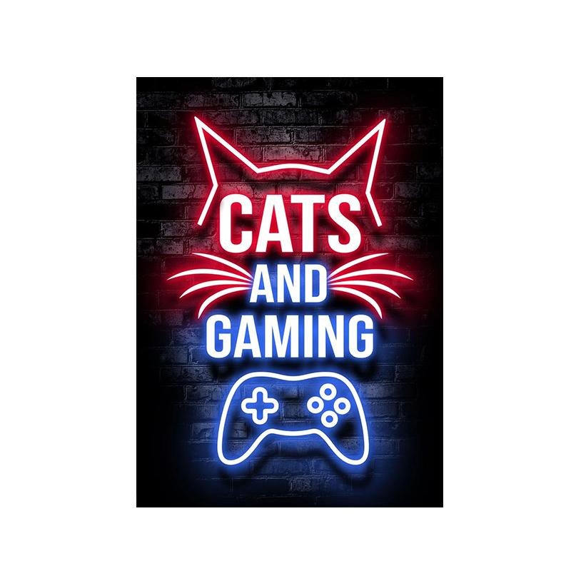 Модный ретро игровой неоновый постер и принты, современная картина на холсте, настенная художественная картина для мальчика-геймера, украшение для спальни, дома