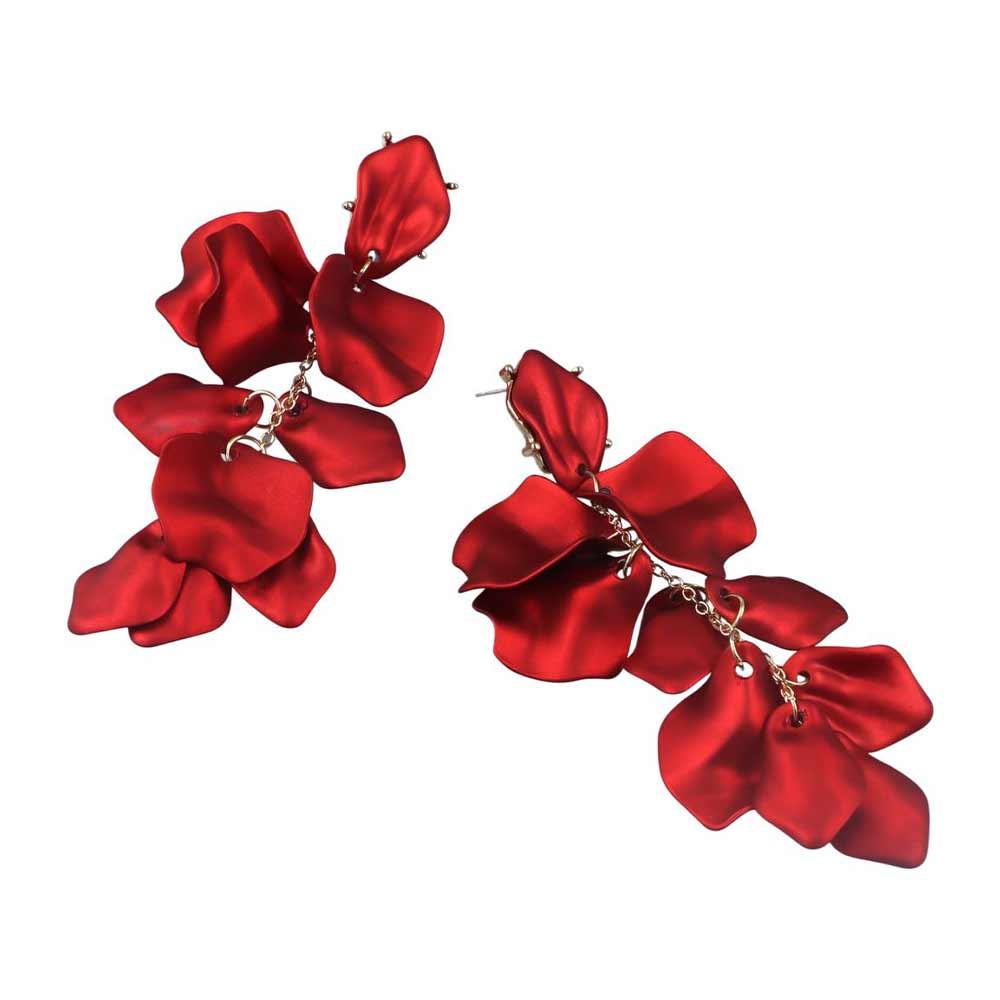Female Drop Flower Metal Acrylic Resin Red Rose Jewelry Accessories Dangle Earrings Stud Earring