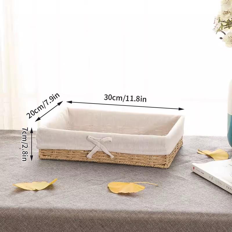 Large Wicker Bread Basket With Linen Liner Handmade Rattan Bread Serving & Storage Basket Snack Sundries Cosmetic Storage Case