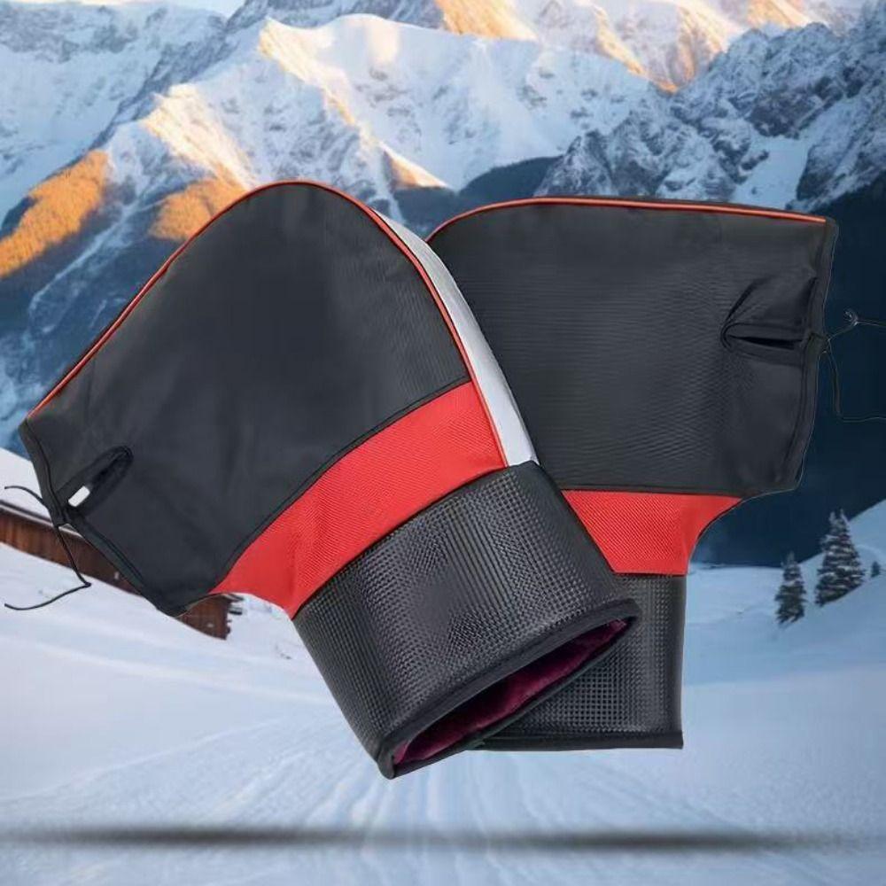 Thickened Cotton Motorcycle Handlebar Gloves Reflective Strips Handlebar Muffs Winter Riding