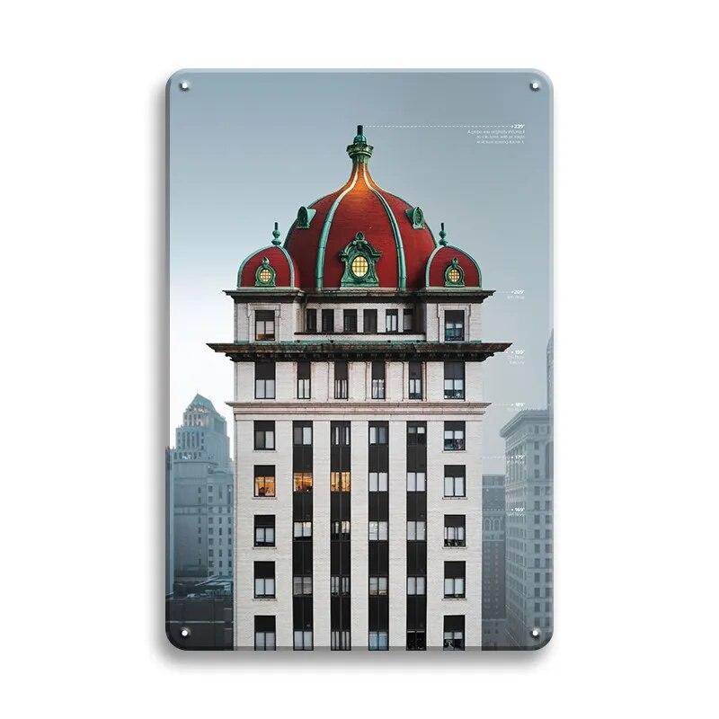 Beautiful City Landmarks Retro Posters Paris Dubai Building View Metal Tin Sign Living Room Bedroom Home Decorative Art Painting