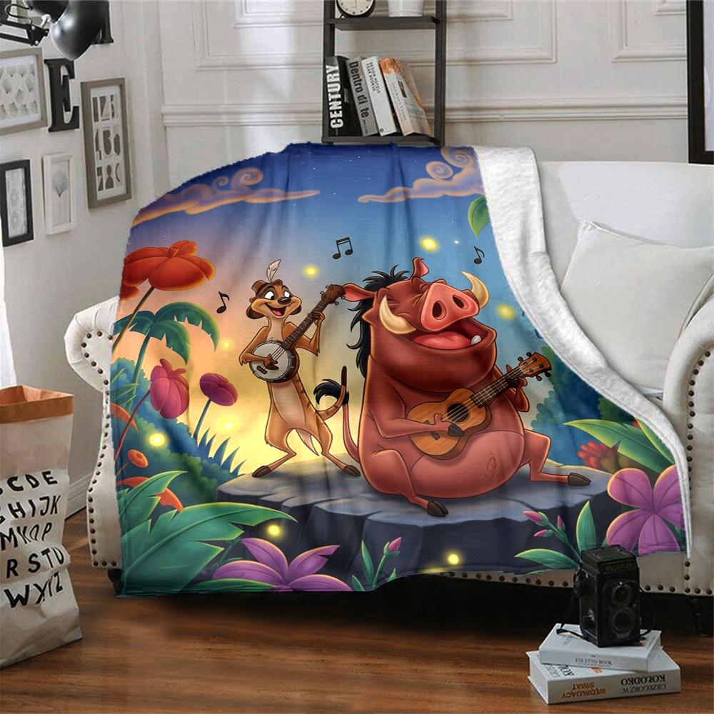 Meerkat And Warthog Playing Guitar Tropical Jungle Night Print Flannel Blanket Soft Warm Throw Blanket For Sofa Bedroom