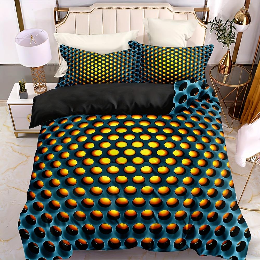 3Pcs Duvet Cover Set, 3D Hexagonal Honeycomb Pattern Duvet Cover Set For Boys, Twin/Full/Queen/King Size