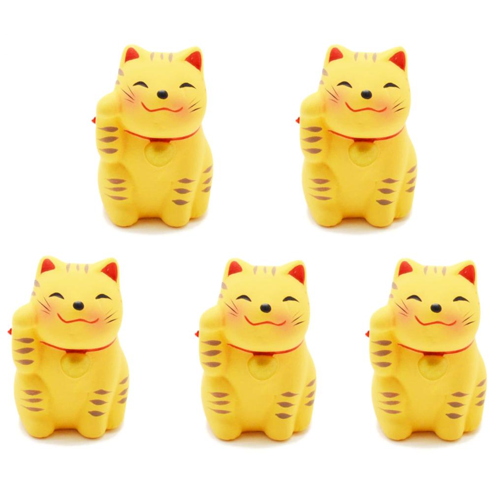 Lucky Fortune Lucky Cat Hand Lucky Set of 5 Yellow Tabby Lucky Fortune Good Luck Lucky Lucky Charm Ornament New Year Greeting Spring New Greetings