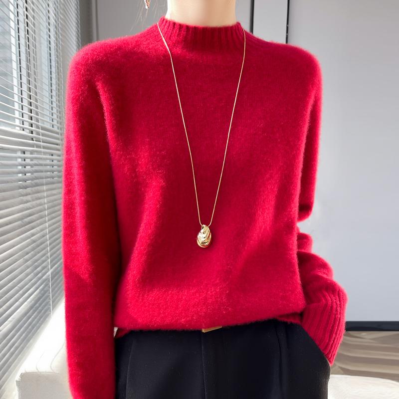 Women's Cashmere Sweater Qinghe Cashmere 30% Cashmere 70% Wool Women's Autumn and Winter Cashmere Pullover Soft and Warm