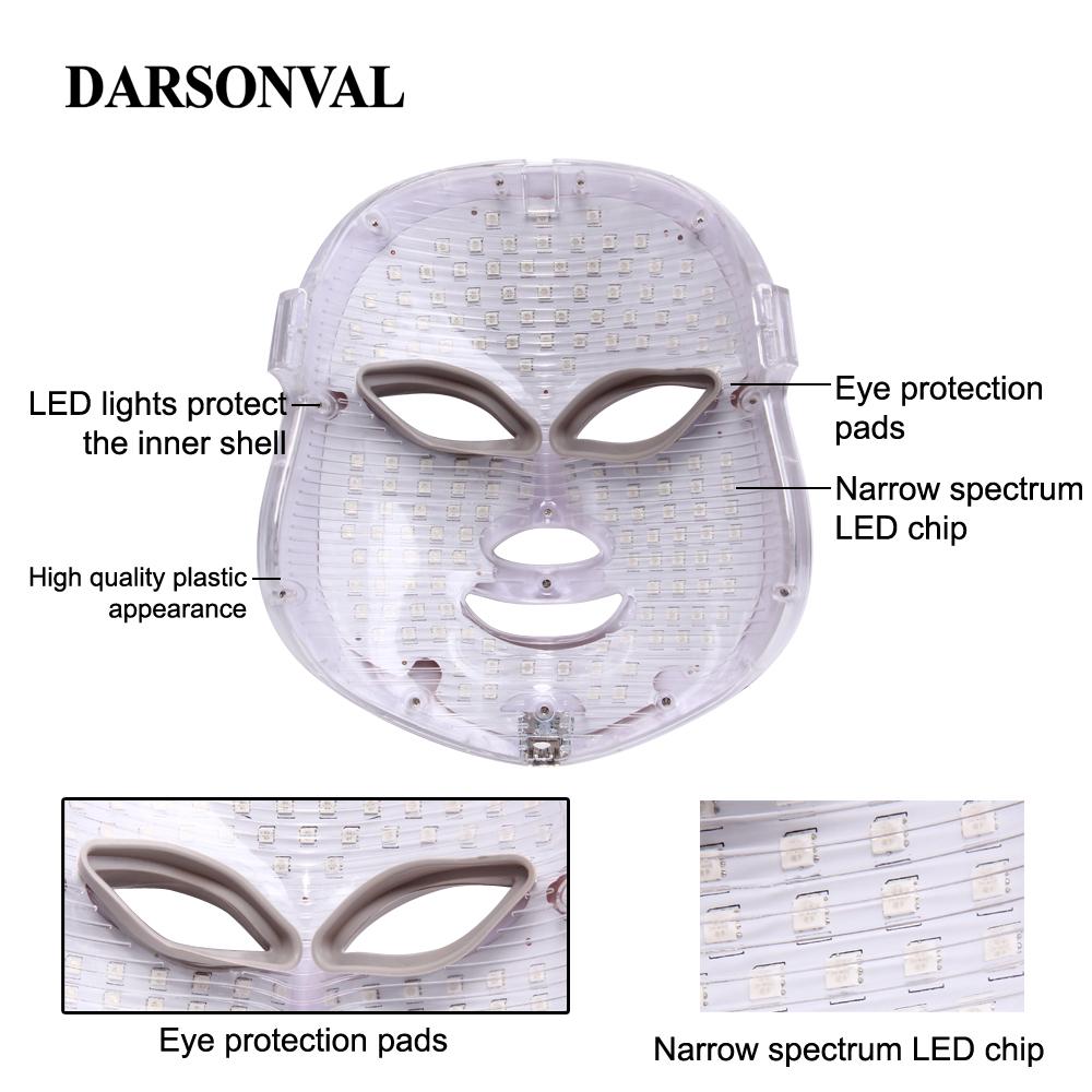 DARSONVAL 3 Colors LED Facial Neck Mask Facial Led Phototherapy Photon Phototherapy Equipment Whitening Wrinkles Acne Beautiful