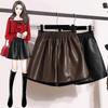 PU Leather Spring Women's Plus Size Elastic Waist Slimming Wide-Leg Shorts - Fashionable and Versatile Boot Pants