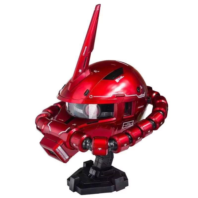 Шлем Zaku для ношения Косплей Реквизит Реплика Наклейки для водных горок База USB-кабель для зарядки Аниме Модель Коллекционная Игрушка Для коллекционеров