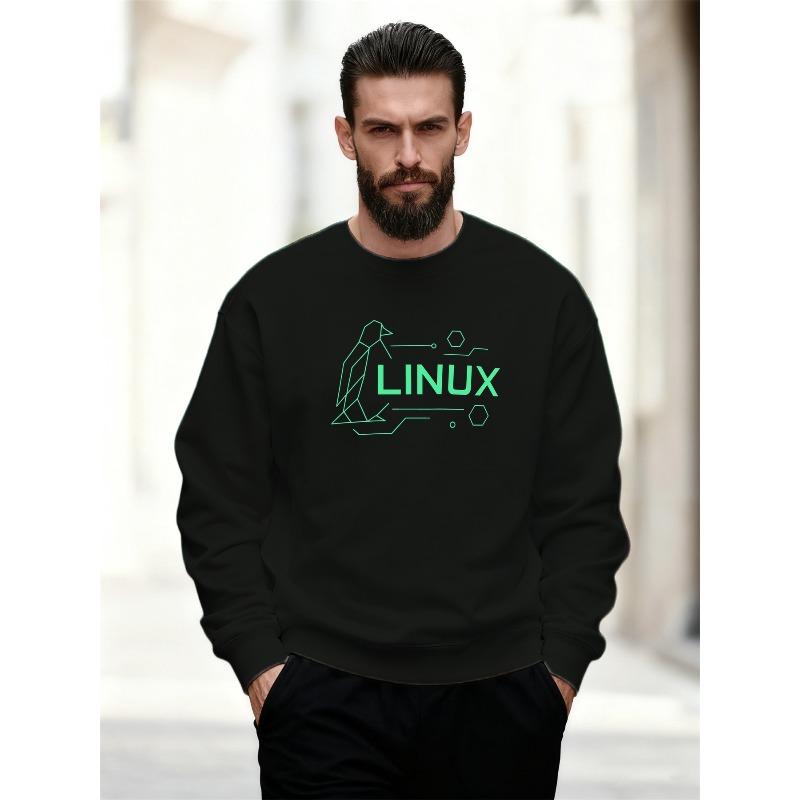Мужская повседневная толстовка с круглым вырезом и дизайном с пингвином Linux