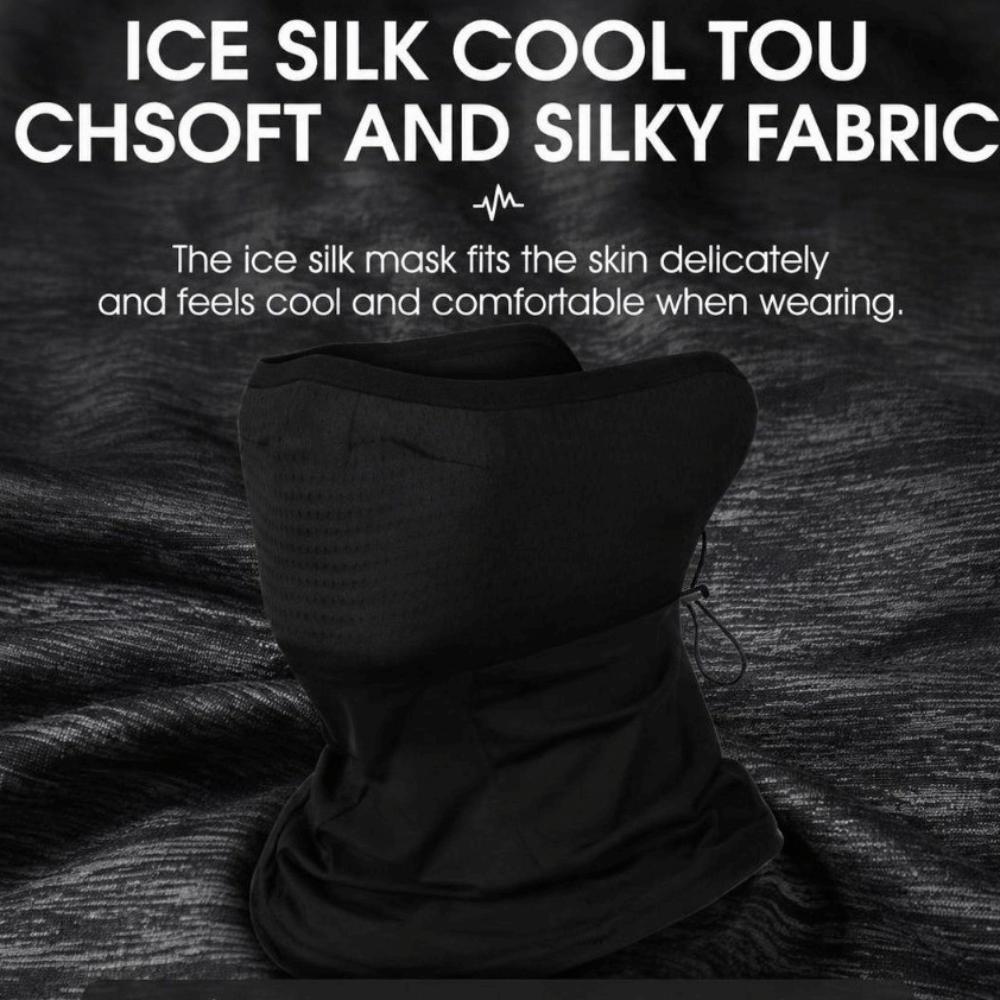 2PCS Breathable Neck Gaiter Face Cover Black Cycling Face Cover Ice Silk Neck Gaiter Camping