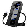 QEEFUN USB Hub with 5Gbps Charging Power Supply 60cm Cable USB Independent LED Compatible with and Ideal for Remote and Working from Home 3.0