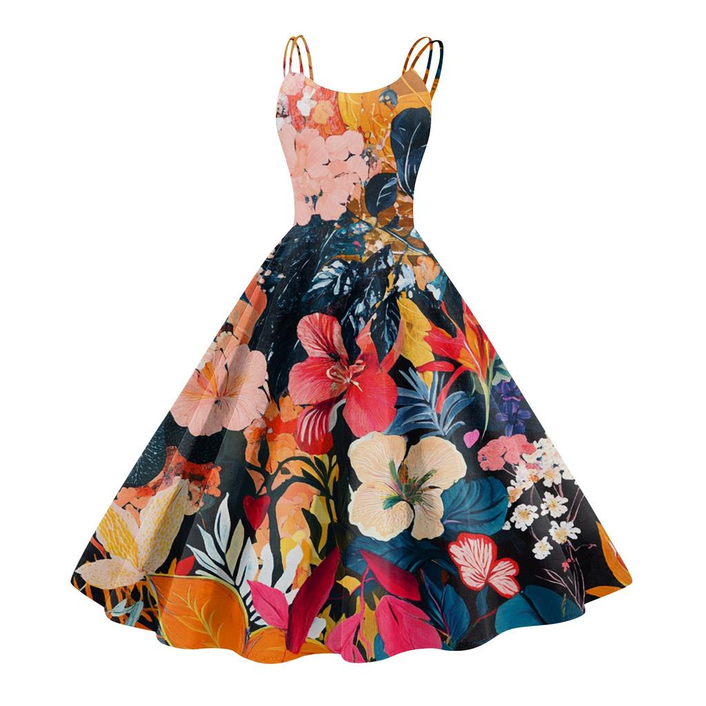 Женское повседневное модное платье с цветочным принтом, сексуальное с открытыми плечами, панк-ретро платье, ретро платье