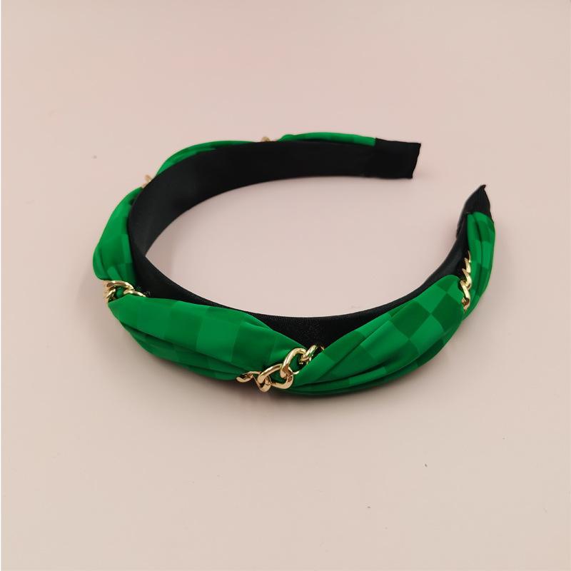 Cross-border New Color Matching Plaid Twist Chain High-end Metal Feeling Handmade Geometry Wires Fashion Women's 13CM Headband