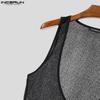 INCERUN Men Deep V Neck Strap Sleeveless See Through Mesh Sheer Tank Tops