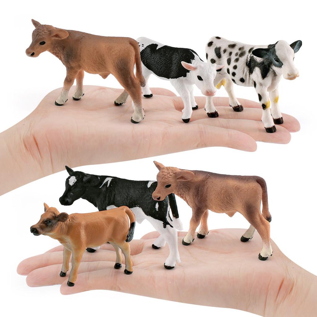 Realistic Pvc Farm Animal Model Black Spotted Dairy Cow Yellow Cow Jersey Calf Figure