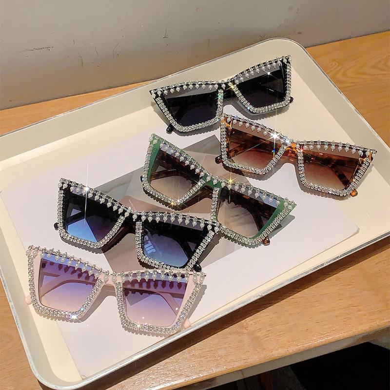 Модные женские солнцезащитные очки кошачий глаз с бриллиантами, блестящие вечерние солнцезащитные очки со стразами, женские солнцезащитные очки с жемчугом в стиле панк