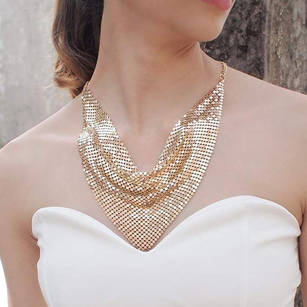 Aesthetic Leopard Print Necklace Chain Choker Detachable Collar Metal Triangular Scarf Girls