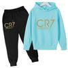 Kids Fashion CR7 Hoodie Boy Girl Toddler Pullover 3-12 Years Football Letters Clothing Casual Top+Pants 2P Brand Coat Sports Set