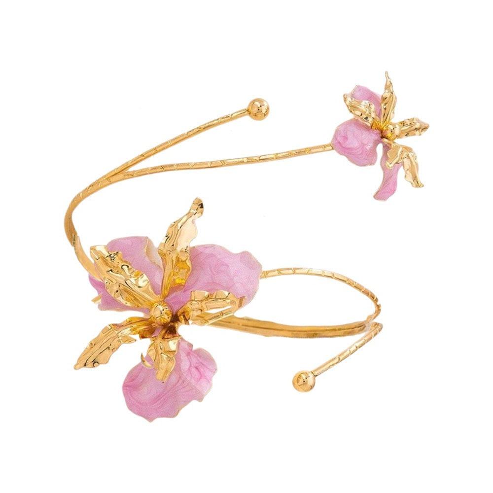 Floral Butterfly Orchid Bracelet Adjustable Flower Armband Fairy Open Arm Bangle  Gift