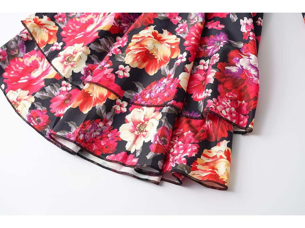 Летний бестселлер для европейских и американских женщин 2023 года: Платье с V-образным вырезом и рукавами три четверти с принтом