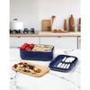 Premium Bento Box, 1000ml Capacity, Blue, with Valve, Adjustable Dividers, Dishwasher and Microwave Safe, Single Tier, 5 Colors, Simple, Stylish, and