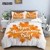 Осенний пододеяльник на День благодарения King Queen Cartoon Orange Pumpkin Turkey Комплект постельного белья Кленовые листья Мягкий полиэстеровый пододеяльник