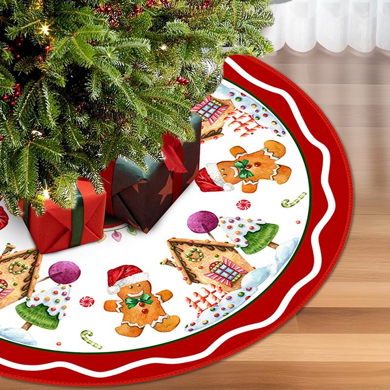 90/120cm Christmas Tree Skirt Snowman Reindeer Snowflake Tree Mat 2024 Christmas Home Decoration Winter Holiday New Year Gifts