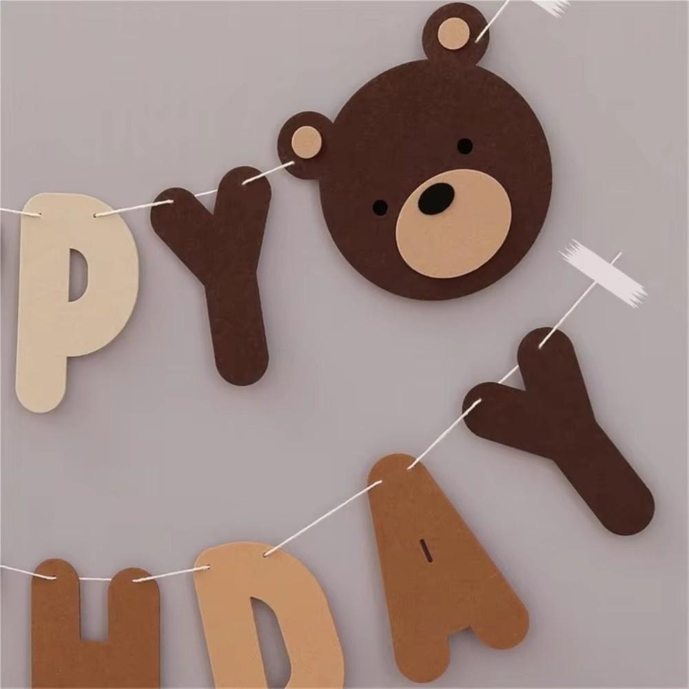 Brown Bear Design Birthday Banner 1 Pack Party Decoration Banner Durable Decoration Banner Set