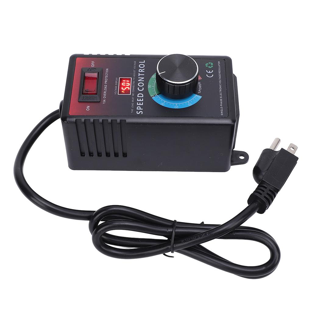 Регулятор скорости переменного тока 0-120 В переменного тока на выходе 15 А с защитой от перегрузки, регулируемый регулятор скорости с индикатором 