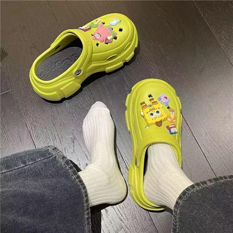 Super thick sweating dog hole shoes women's 2 platform beach shoes to increase the height and cool slippers to wear outside