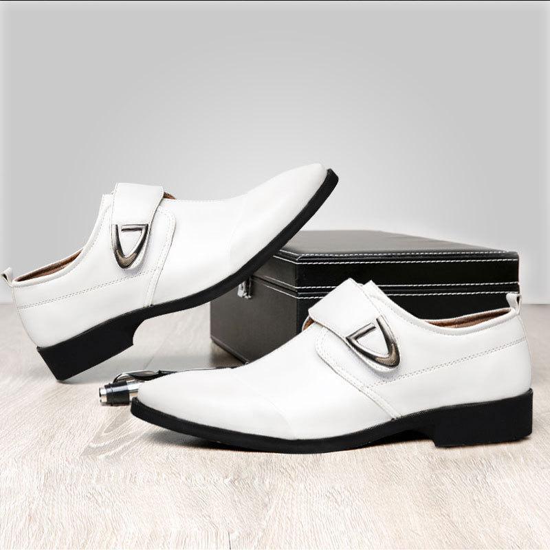 Новые мужские деловые кожаные туфли на липучке, модные трендовые универсальные мужские туфли, повседневные мужские одиночные туфли
