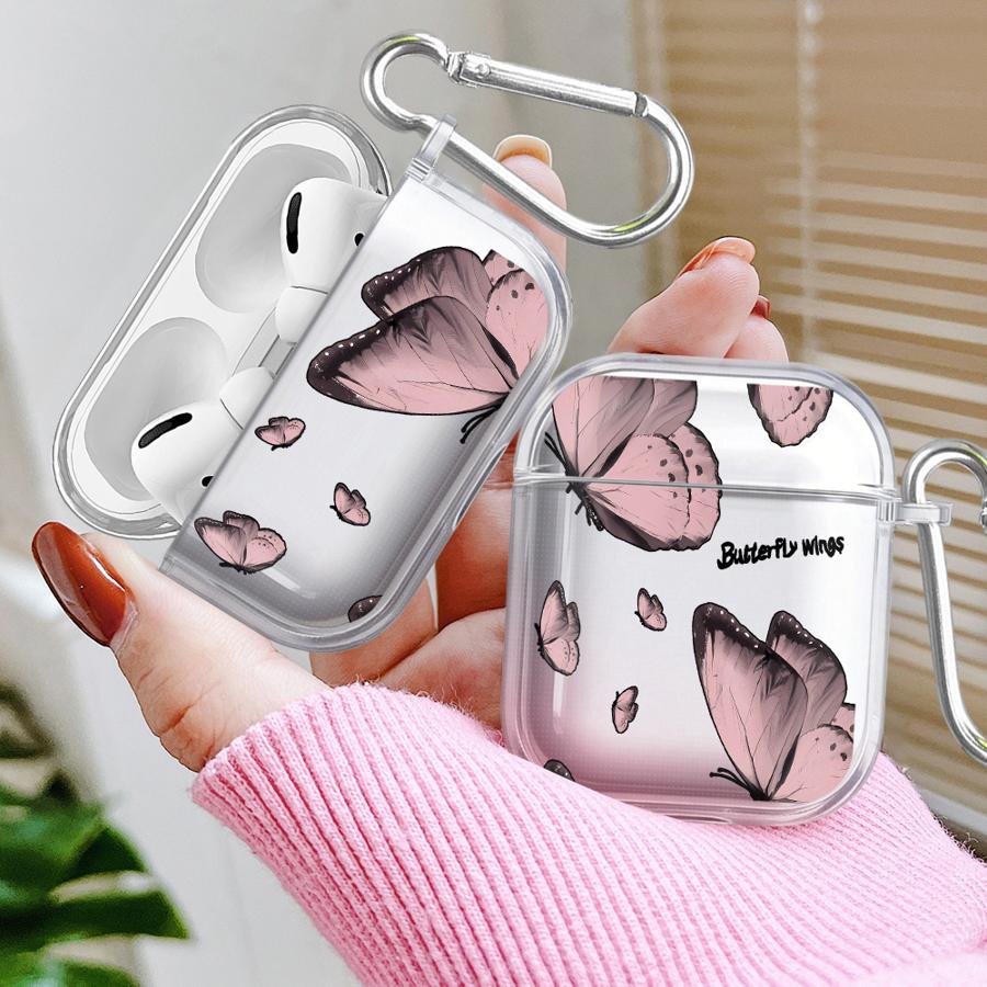Чехол для Airpods Pro2 4 Pro3 1 Pro 2 3 Прозрачные Чехлы для Наушников Обложка Красный Синий Бабочка