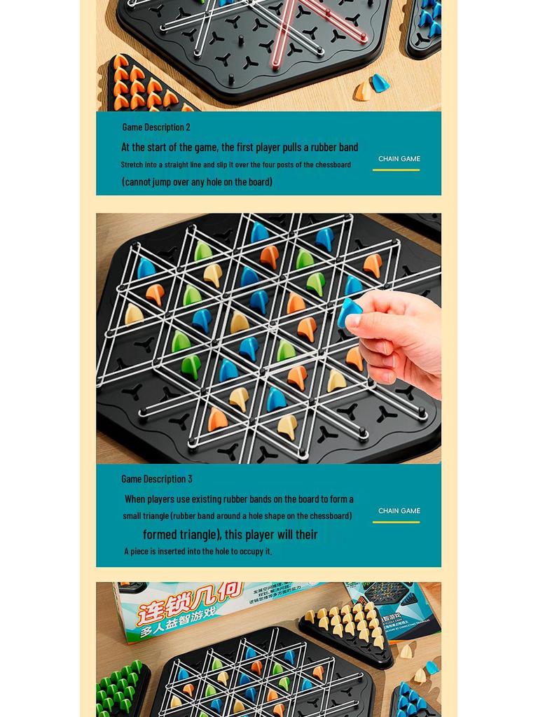 Children's Chain Tic-Tac-Toe Interactive Rubber Band Game: Two-Player Strategy and Thinking Toy