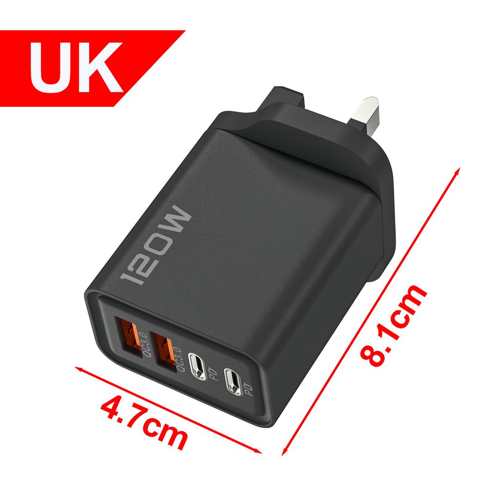 Быстрая зарядка PD 120 Вт USB Type C Двойной USB Typec Вилка EU/US/UK Адаптер Quick Charge 3.0 для Samsung IPhone Xiaomi Google Универсальный