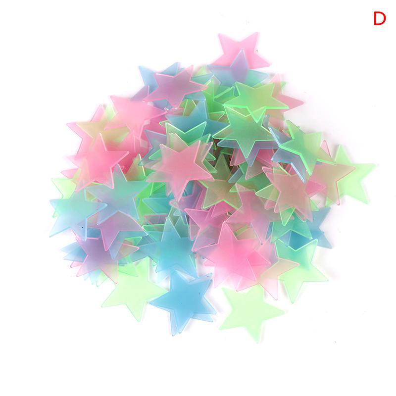 100 шт. 3D звезды светятся в темноте люминесцентные пластиковые наклейки на стену для дома
