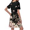 Women's Casual And Fashionable V-neck Short Sleeve Printing Mid Length Dress