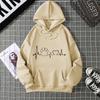 ECG Cat Claw Heart Simple Graphic Hooded Men Fashion Hoodies Autumn Casual Sweatshirt Loose O-Neck Couple Tracksuit
