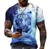 Летний топ с коротким рукавом, мужской наряд с круглым воротником, футболки с 3d принтом, мужская повседневная спортивная одежда с животными, мужская футболка
