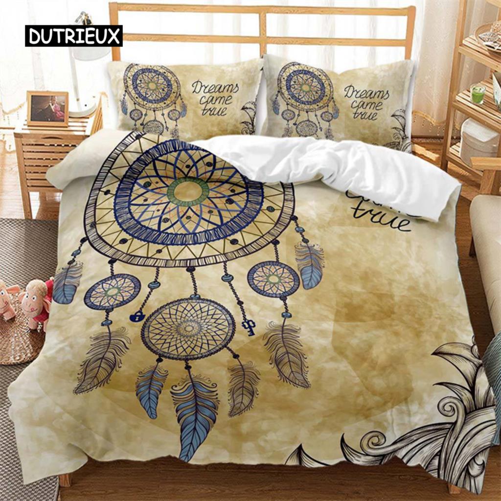 Пододеяльник Dreamcatcher Bohemia Mandala Floral Feather Комплект постельного белья King Single для детей и взрослых Микрофибра Starry Sky Пододеяльник