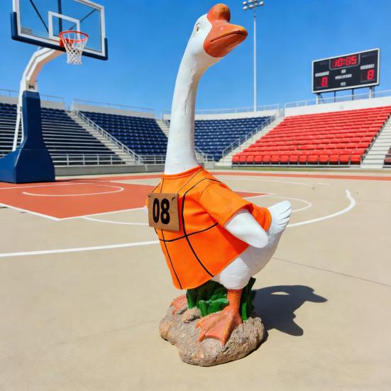 Sports Ball Goose Outfit Soccer Basketball Baseball Rugby Porch Goose Costume Game Day Clothes for 23" H Statue Patio Yard Lawn Decor