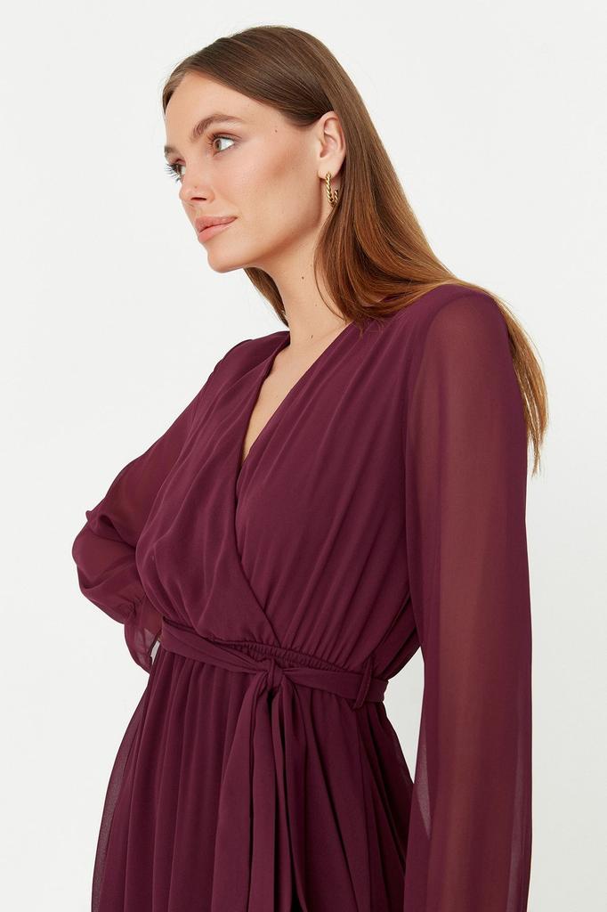 Женское стильное платье Черное двубортное тканое платье с поясом