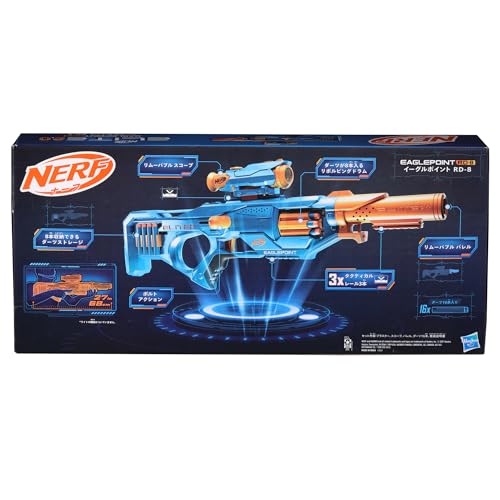 Hasbro Nerf Elite 2.0 Eagle Point RD-8 Дротик-бластер, барабан на 8 дротиков, прицел и баллон Nerf, болтовой затвор, игрушки для мальчиков и девочек от 8 лет и старше на открытом воздухе