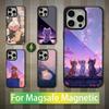 Милый Мультяшный Кот Арт Чехол для Телефона iPhone 17,14,11,15,16,13,12,Pro,Max, Для Magsafe,Plus,Mini, Магнитный Чехол с Беспроводной Зарядкой