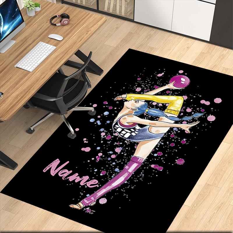 Custom Name gymnastics Printed Carpet, for Office Chair Living Room Bedroom Kitchen Room Decor Gifts.