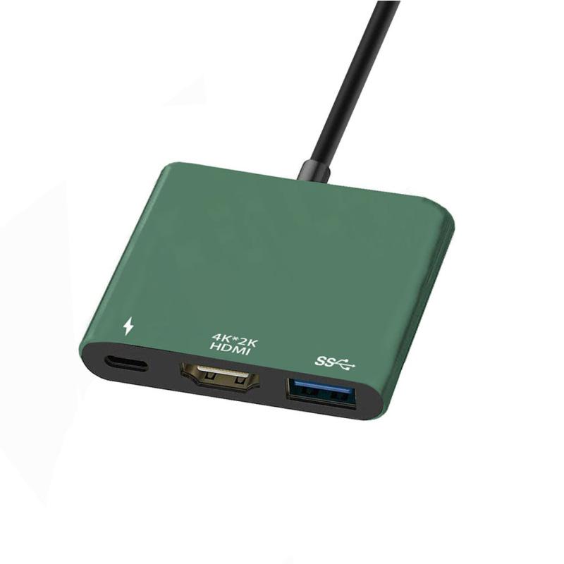Usb-C 3.1–4k HDMI-совместимый USB-C Кабель-адаптер USB 3.0 Зарядное устройство-концентратор 3 в 1 Аудио-видео