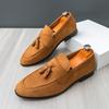 Loafers Men's 46 Large Size Leather Shoes Men's Casual Korean Edition Leather Shoes Fashion Trend Frosted Leather Tassel Doudou Shoes